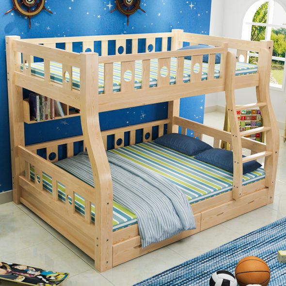 bunk wooden bed for boys