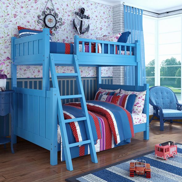łóżko piętrowe w pokoju dziecięcym dla chłopców
