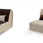 Watercolor ng chair-bed sa beige at brown