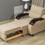 Armchair-bed na may beige armrests