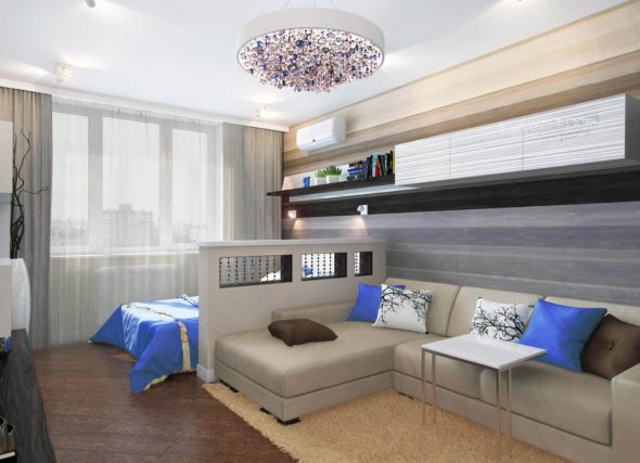 Modernt design sovrum vardagsrum
