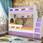 white and lilac bunk bed