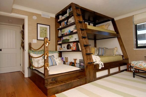 wooden house bed