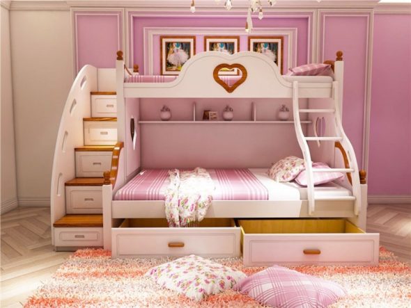 łóżko piętrowe dla dziewczynek