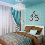 turkuaz renklerde yatak odası