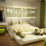 yeşil tonlarında yatak odası