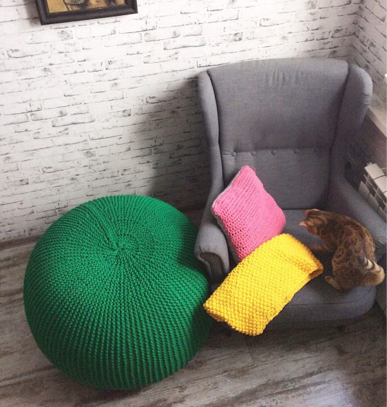 for home and interior knitted ottoman