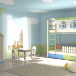 kabina u dječjoj sobi s prolazom i ogradom