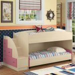 white and pink bunk bed