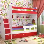 red and white bunk bed