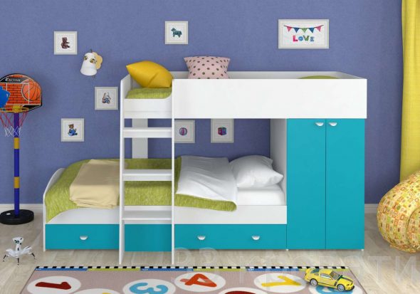 bunk bed with wardrobe