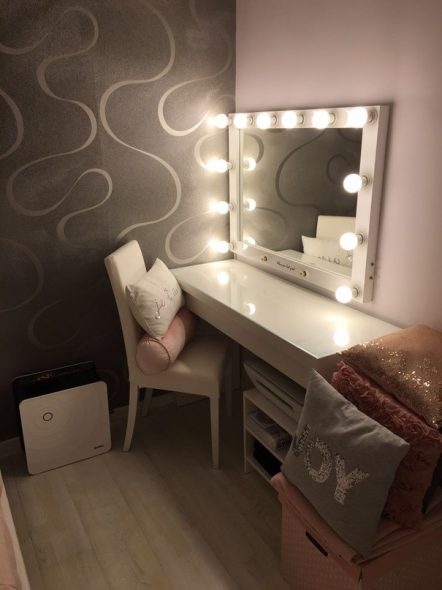 dressing table with comfortable lighting