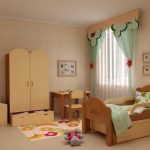 غرفة أطفال داخلية مع سرير منزلق