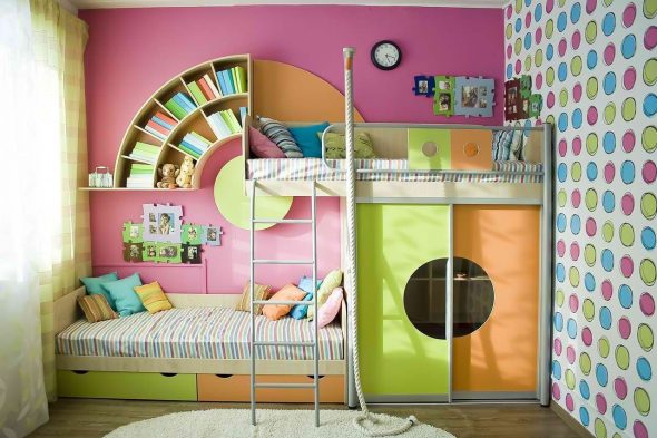 children's bed with a wardrobe