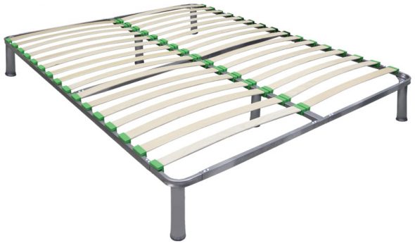 Slat frame for metal bed base
