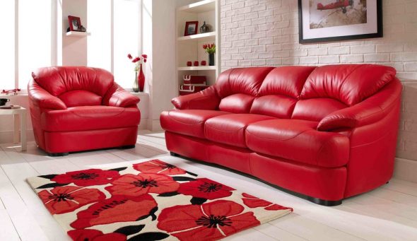 red sofa in the interior