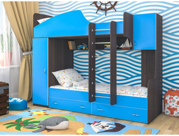 bunk bed with nautical-style sides