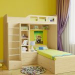 bunk bed with shelves