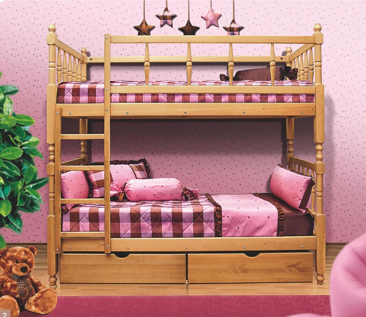 łóżko piętrowe w pokoju dziecięcym w stylu shebby chic