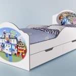 bed with drawers and a side for children