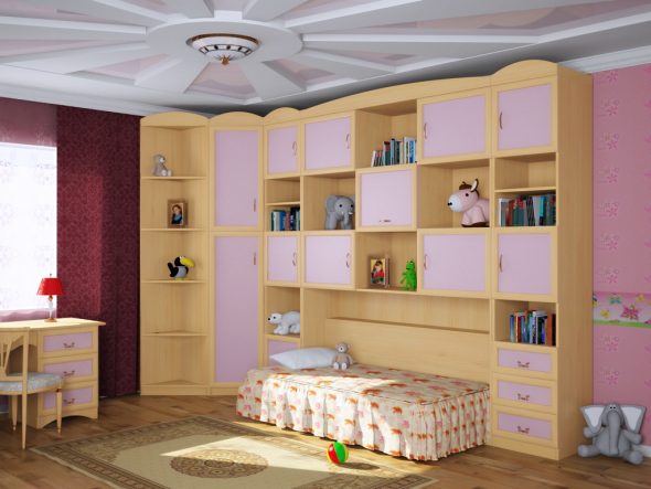 folding bed in the nursery for girls