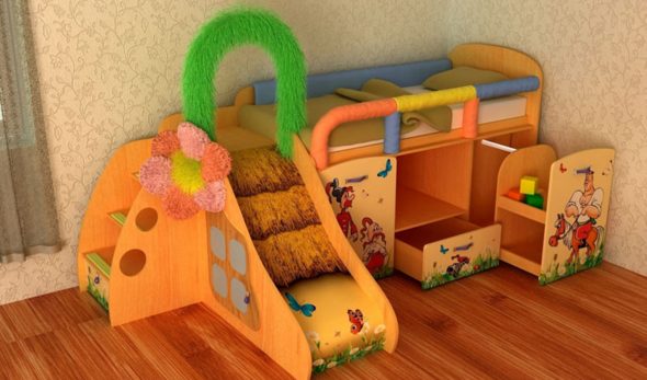 bed with slide