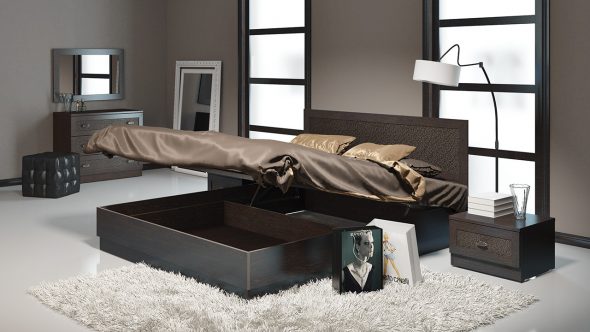 bed with a storage compartment