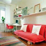 small red sofa