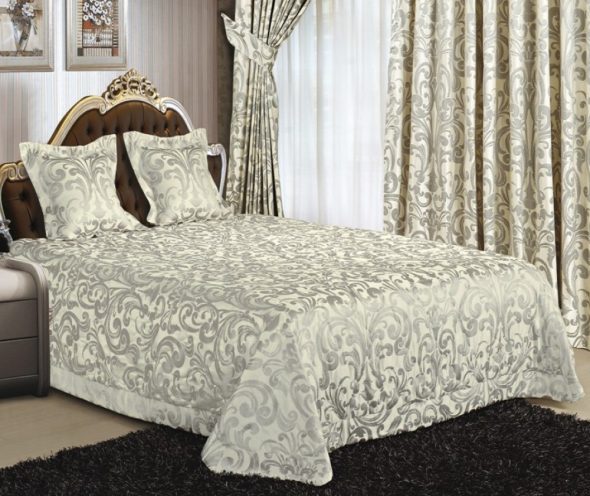 silver quilted bedspread