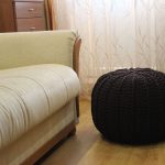 knitted pouf black