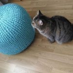 knitted blue pouf