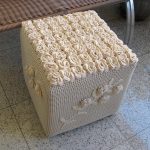 knitted ottoman with flowers