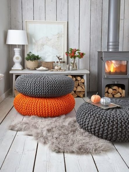 knitted ottoman in the interior