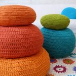 knitted colored poufs