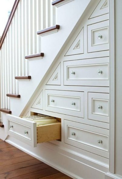 drawers under the stairs