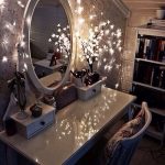 make-up table with an oval mirror