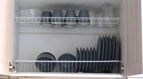 drying dishes in the closet