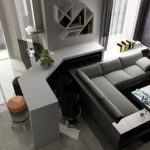 corner sofa bed sa modernong estilo