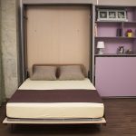 Vertical folding bed in lilac tones