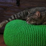 knitted pouf with a cat