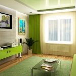 žalia interjero svetainė sofa