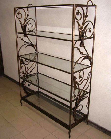 Forged shelf with glass shelves