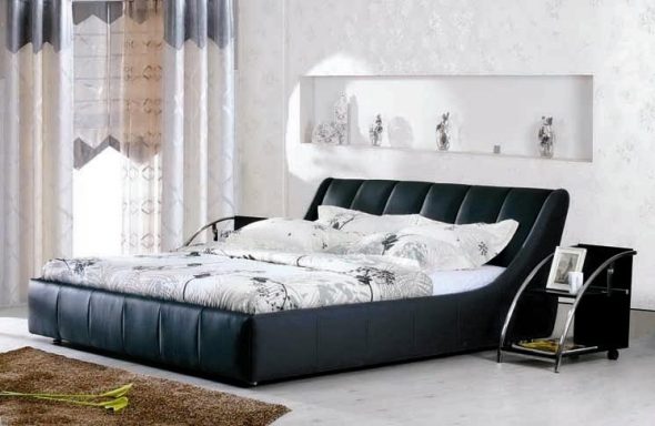 Big bed from eco-leather