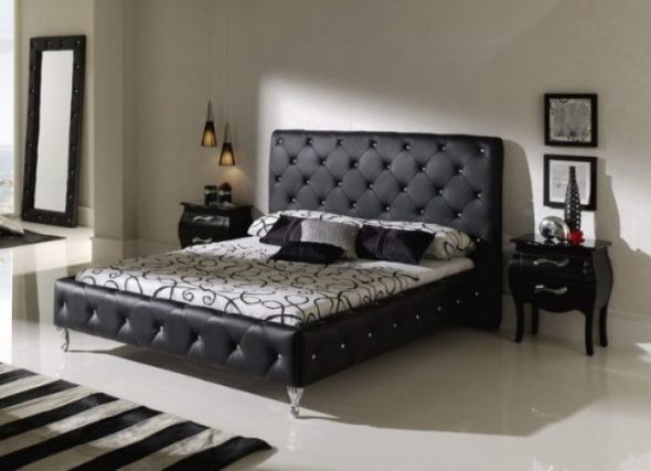 Bed black eco-leather