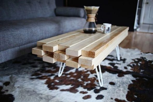 Small coffee table made of boards