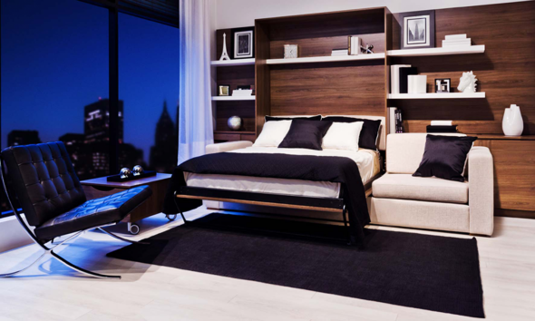 Folding bed in a stylish interior