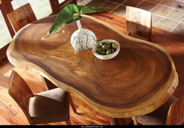 meja kayu bujur