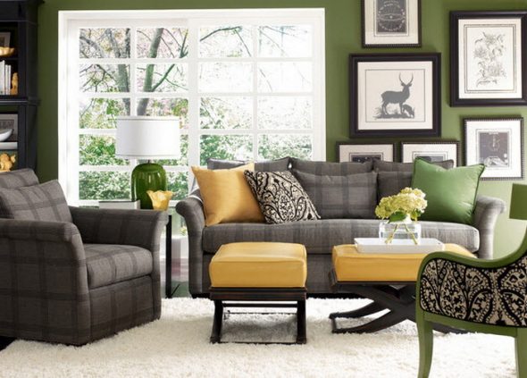 Gray sofa in a bright interior
