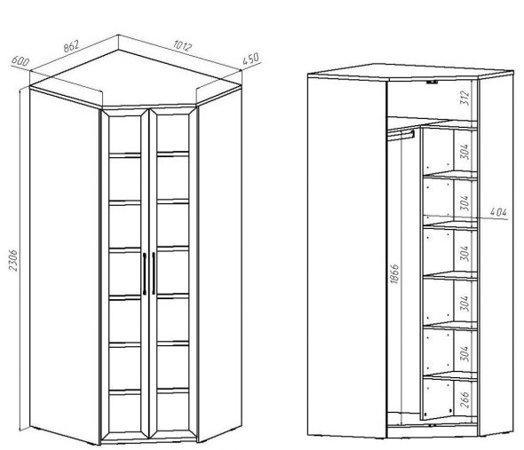 2-wing cupboard corner