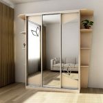 Sliding wardrobe in the bedroom with a picture